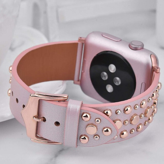 Correas de Cuero con Remaches para Apple Watch