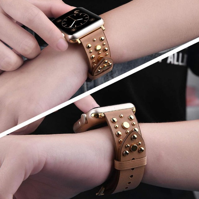 Correas de Cuero con Remaches para Apple Watch