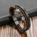 Pulsera de Cuero Árbol de la Vida con Perlas para Hombre estilo 1