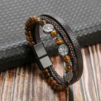 Pulsera de Cuero Árbol de la Vida con Perlas para Hombre estilo 1