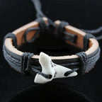 Pulsera de Cuero con Diente de Tiburón