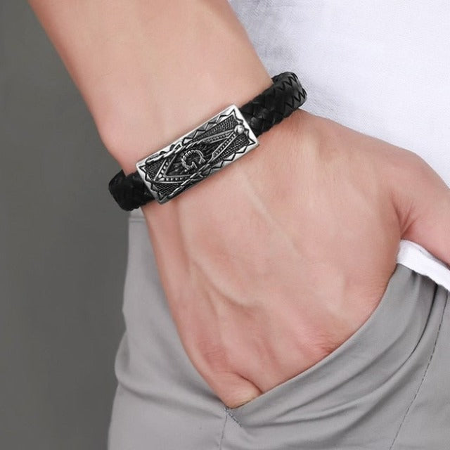 Pulsera de Cuero Francés Masonería Gourmette