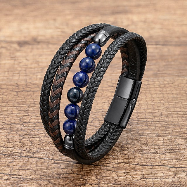 Pulsera de Cuero con Lapislázuli