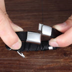 Pulsera de Cuero Pluma para Hombre plata