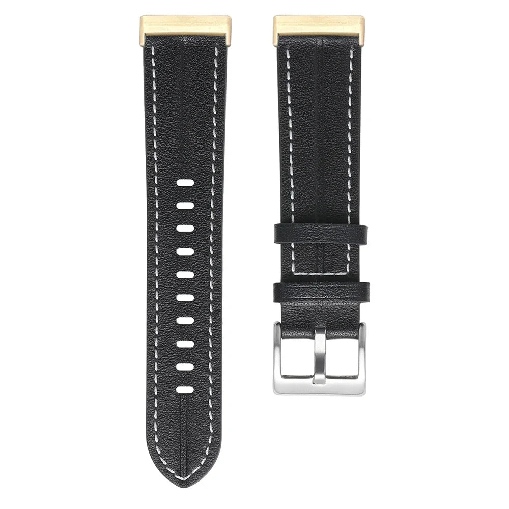 Correa de cuero para reloj Fitbit Versa 3, Versa 4, Sense 1 y Sense 2 negro