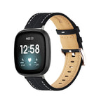Correa de cuero para reloj Fitbit Versa 3, Versa 4, Sense 1 y Sense 2 negro