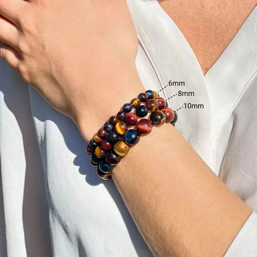 Pulsera de Ojo de Tigre, Ojo de Toro y Ojo de Halcón 