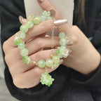 Pulsera de Perlas con Flores verdes