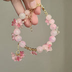 Pulsera de Perlas con Flores rosas