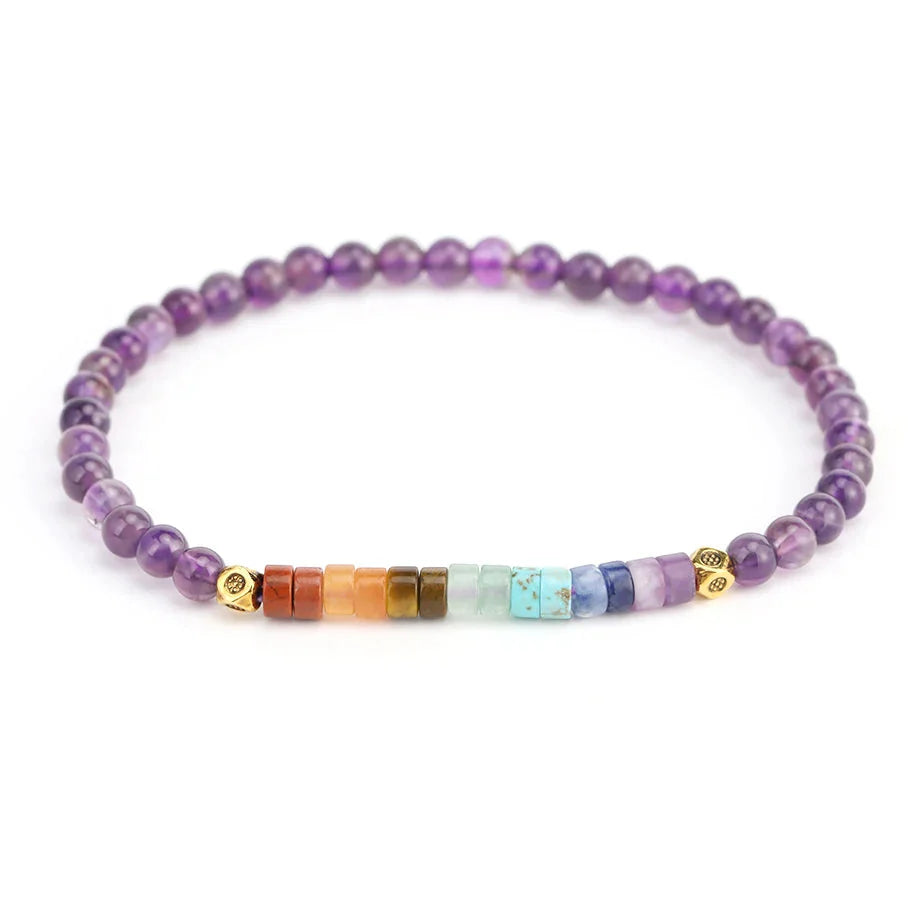 Pulsera de Piedras Naturales 7 Chakras Amatista 