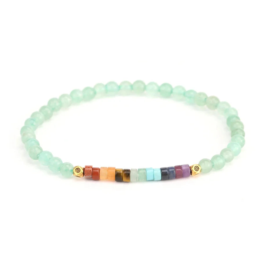 Pulsera de Piedras Naturales 7 Chakras Aventurina verde