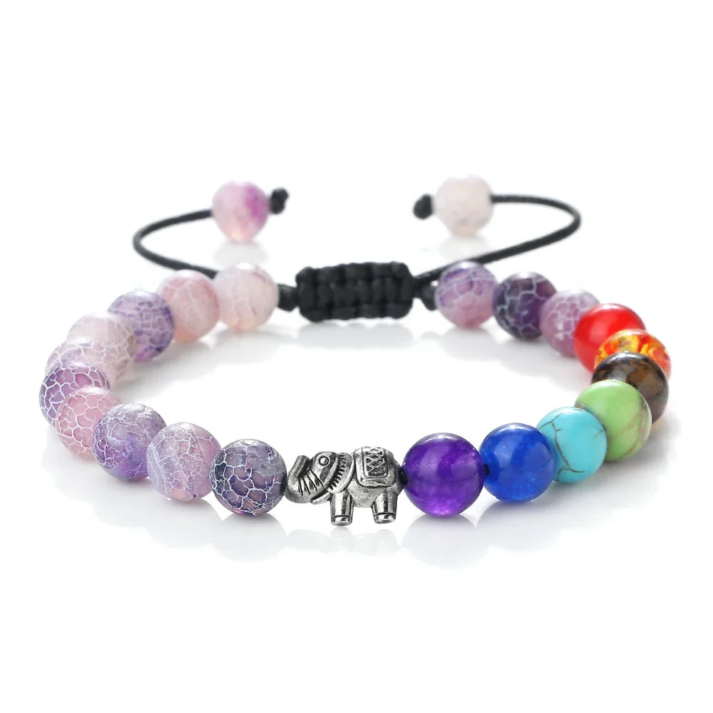 Pulsera de Piedras Naturales y Elefante 7 Chakras