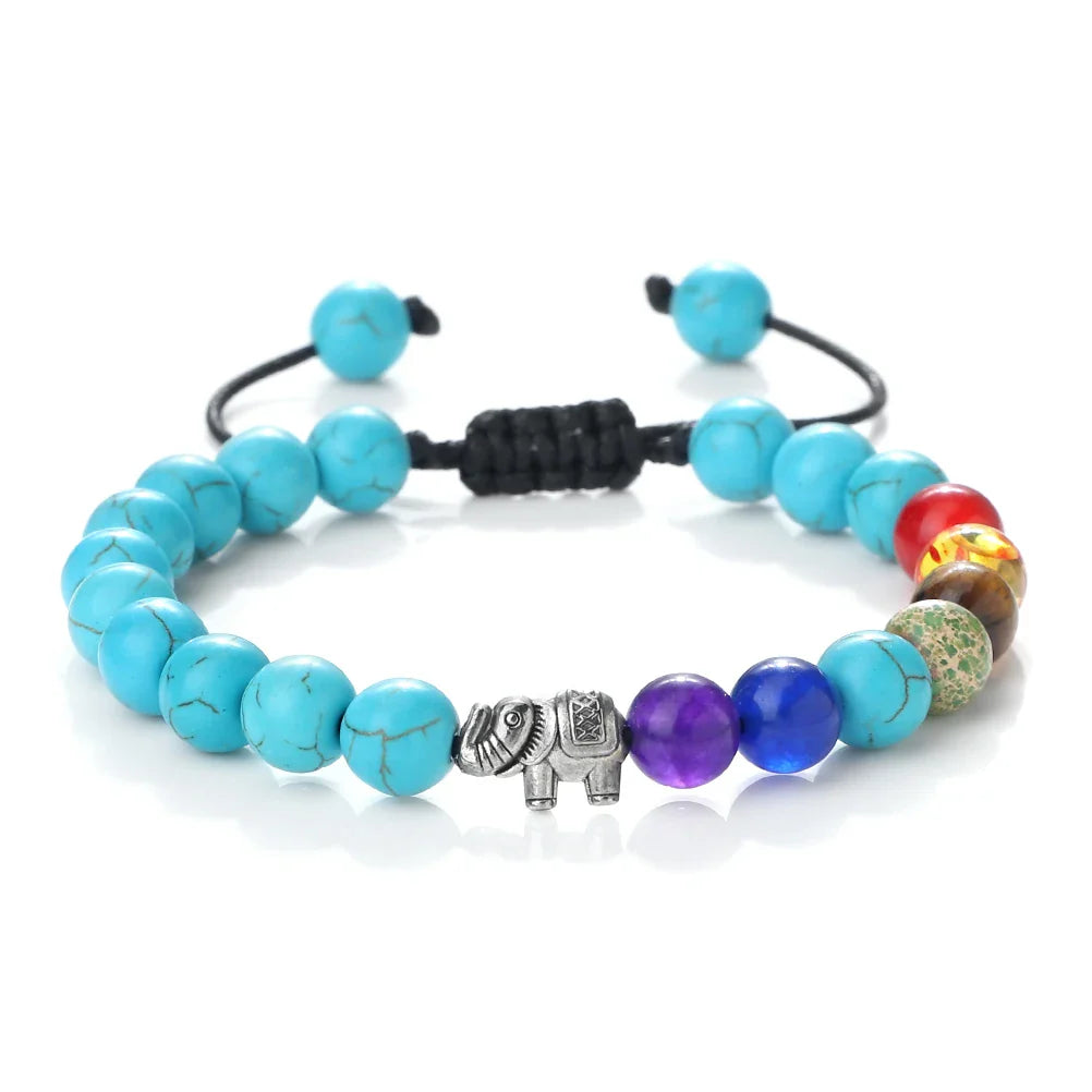 Pulsera de Piedras Naturales y Elefante 7 Chakras 7