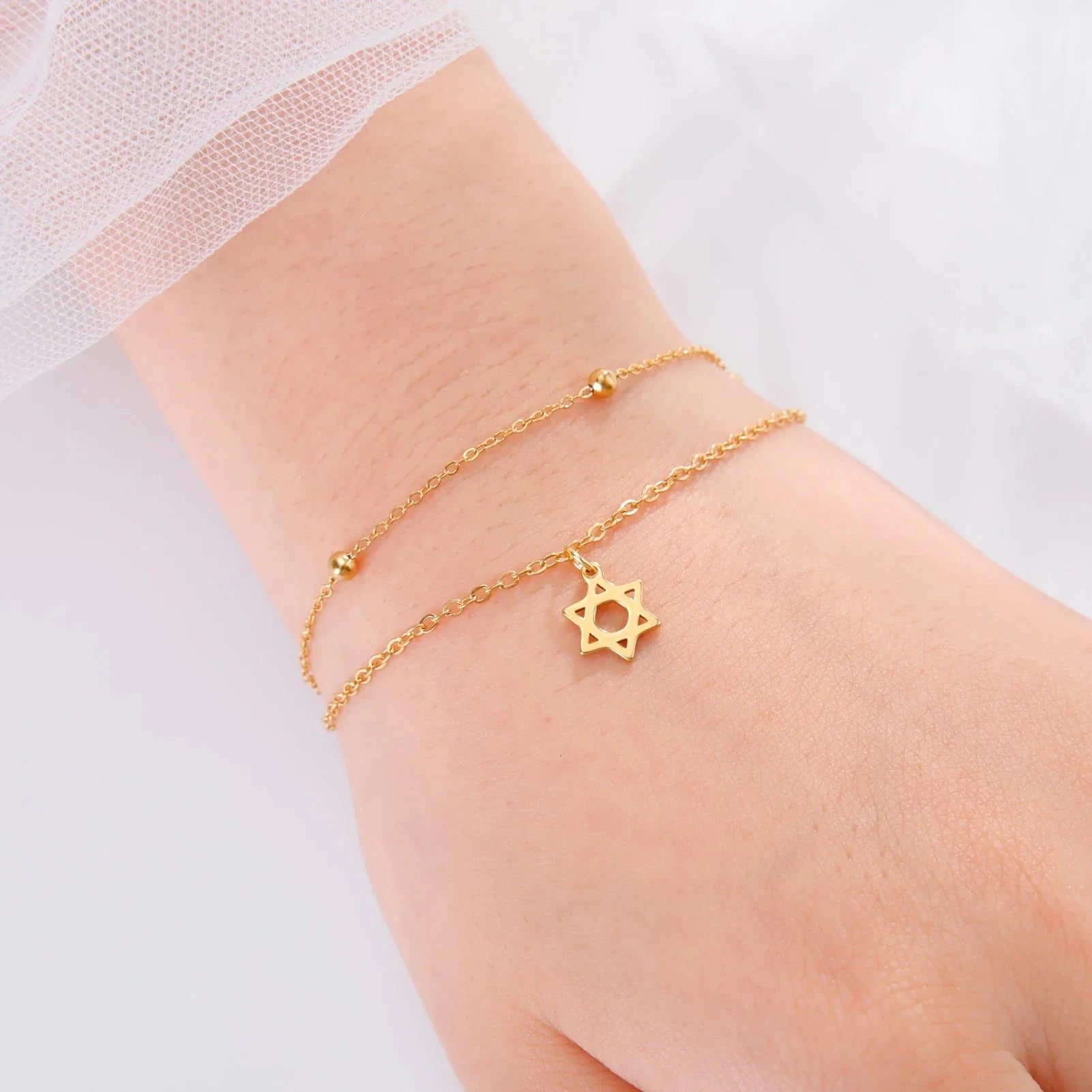 Pulsera Estrella de David oro