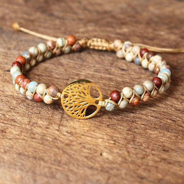 Pulsera Mujer Piedra Natural Violeta Árbol de la Vida