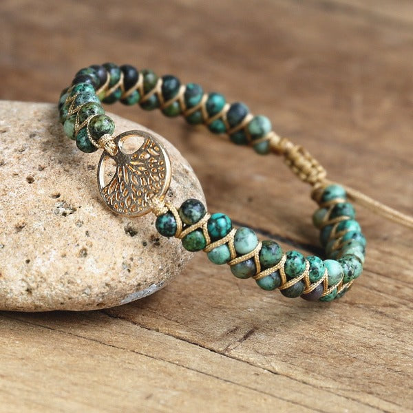 Pulsera Mujer Piedra Natural Violeta Árbol de la Vida
