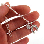 Pulsera de Plata con Dije de Herradura y Gourmette de Herradura Amuleto de la Suerte