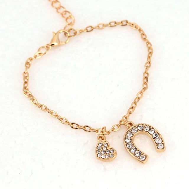 Pulsera de Oro con Dije de Herradura y Gourmette de Herradura Amuleto de la Suerte