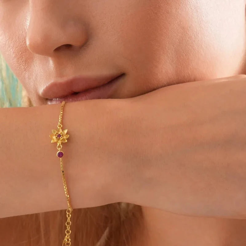 Pulsera Fleur con Piedra de Nacimiento de Circonio