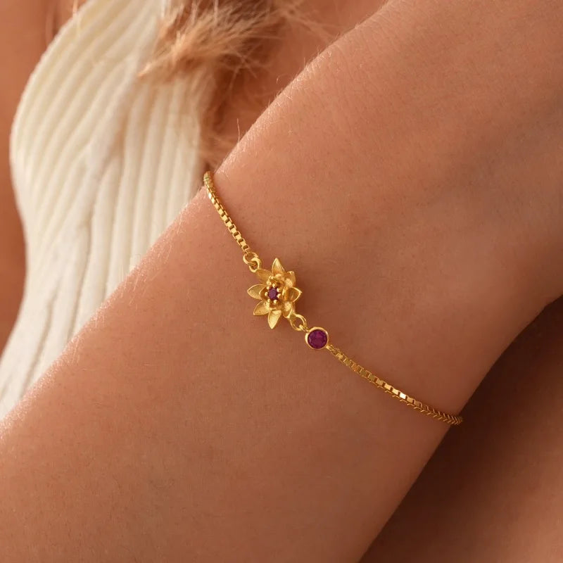 Pulsera Fleur con Piedra de Nacimiento de Circonio