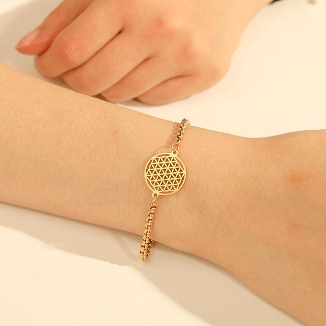 Pulsera Fleur de Vie Dawapara Mandala Gourmette oro