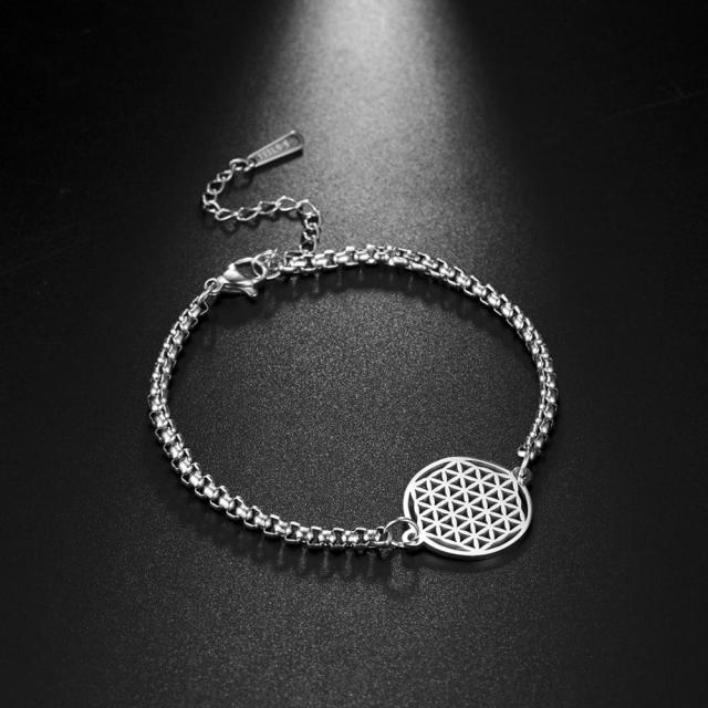 Pulsera Fleur de Vie Dawapara Mandala Gourmette plata