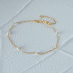 Pulsera de eslabones Gourmette con perlas blancas