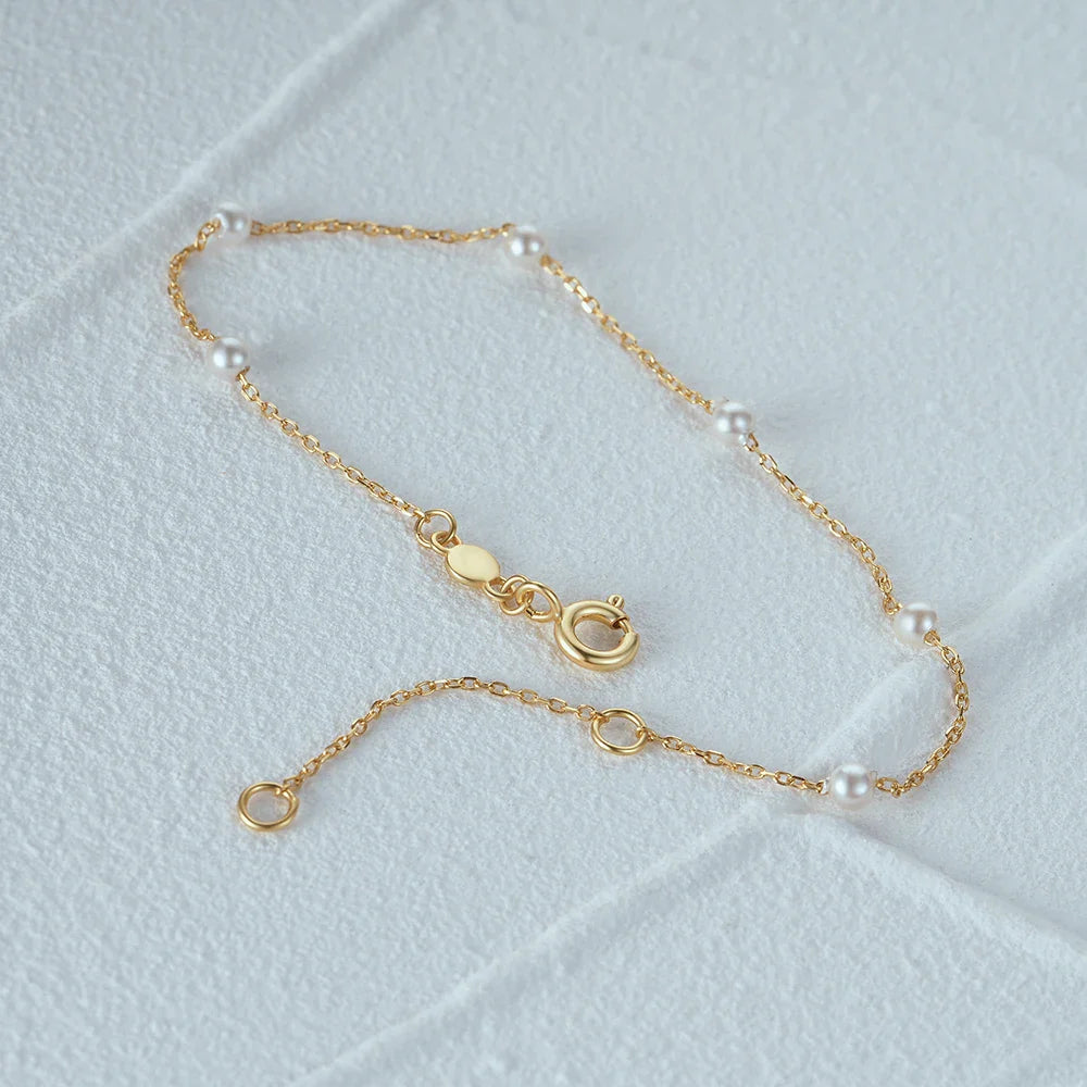 Pulsera de eslabones Gourmette con perlas blancas
