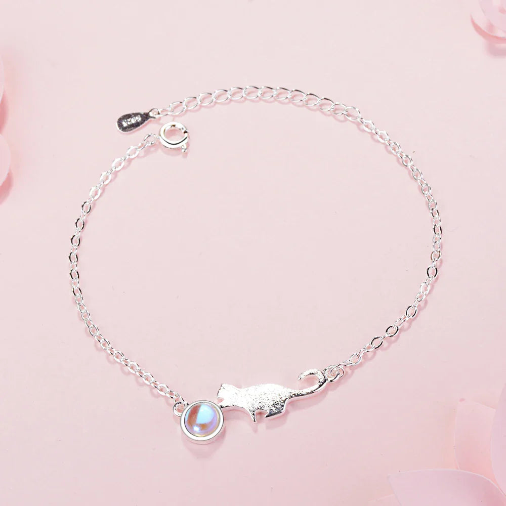 Pulsera Gourmette Gato que Juega plata