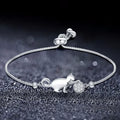 Pulsera Gourmette Gato Zirconia plata