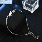 Pulsera Gourmette Gato Zirconia plata