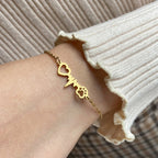 Pulsera Gourmette Corazón Huella de oro