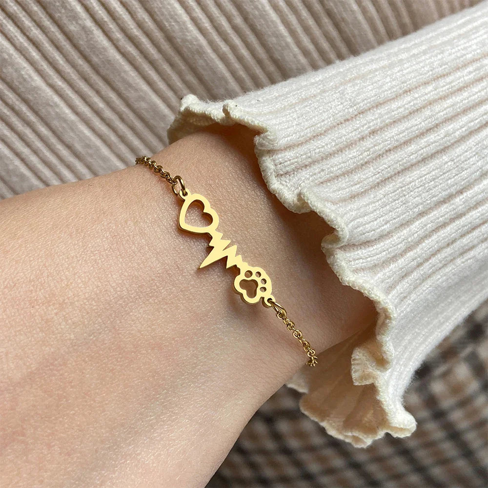 Pulsera Gourmette Corazón Huella de oro