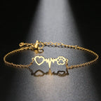 Pulsera Gourmette Corazón Huella de oro