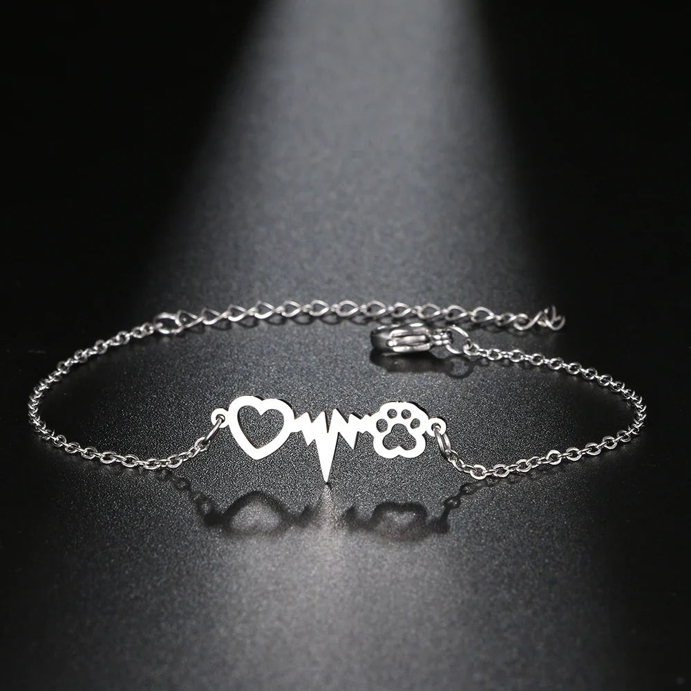 Pulsera Gourmette Corazón Huella de plata