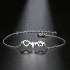 Pulsera Gourmette Corazón Huella de plata