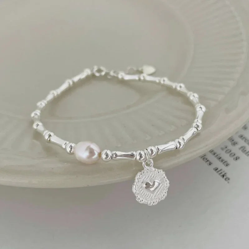 Pulsera Gourmette de Estilo Retro con Perla