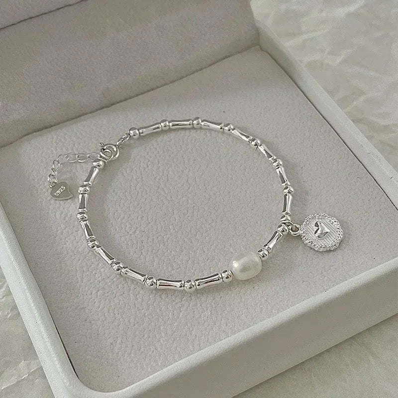 Pulsera Gourmette de Estilo Retro con Perla