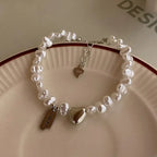 Pulsera Gourmette para Mujer en Perlas con Corazón 