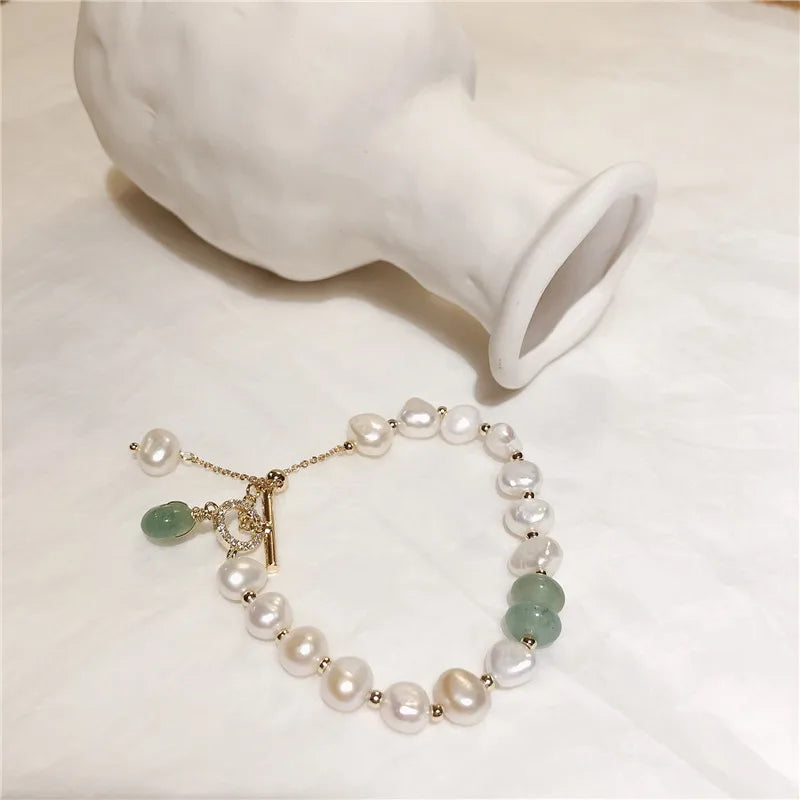 Pulsera Gourmette para Mujer en Perlas Naturales