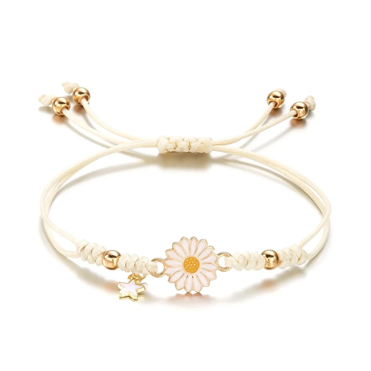 Pulsera Gourmette Flor de Margarita blanca