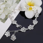Pulsera Gourmette Flores 5 Pétalos Plateados