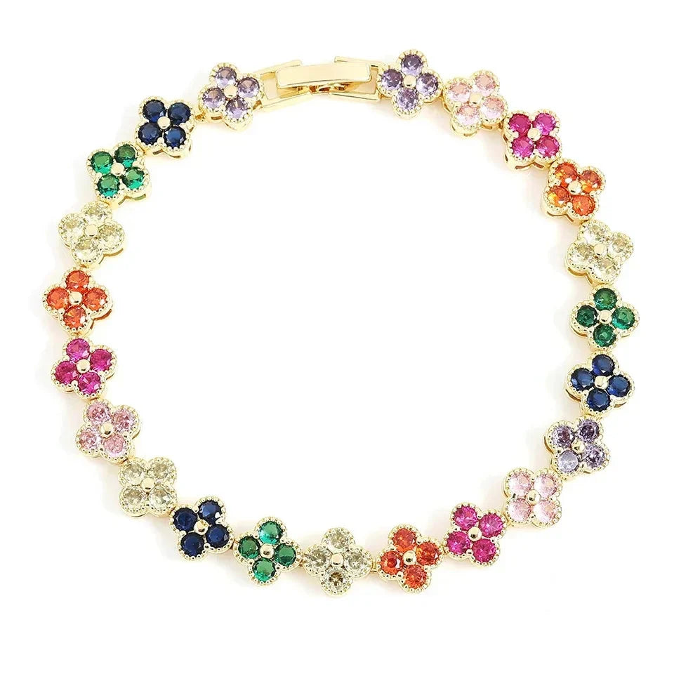 Pulsera Gourmette Flores de Margarita de Color oro
