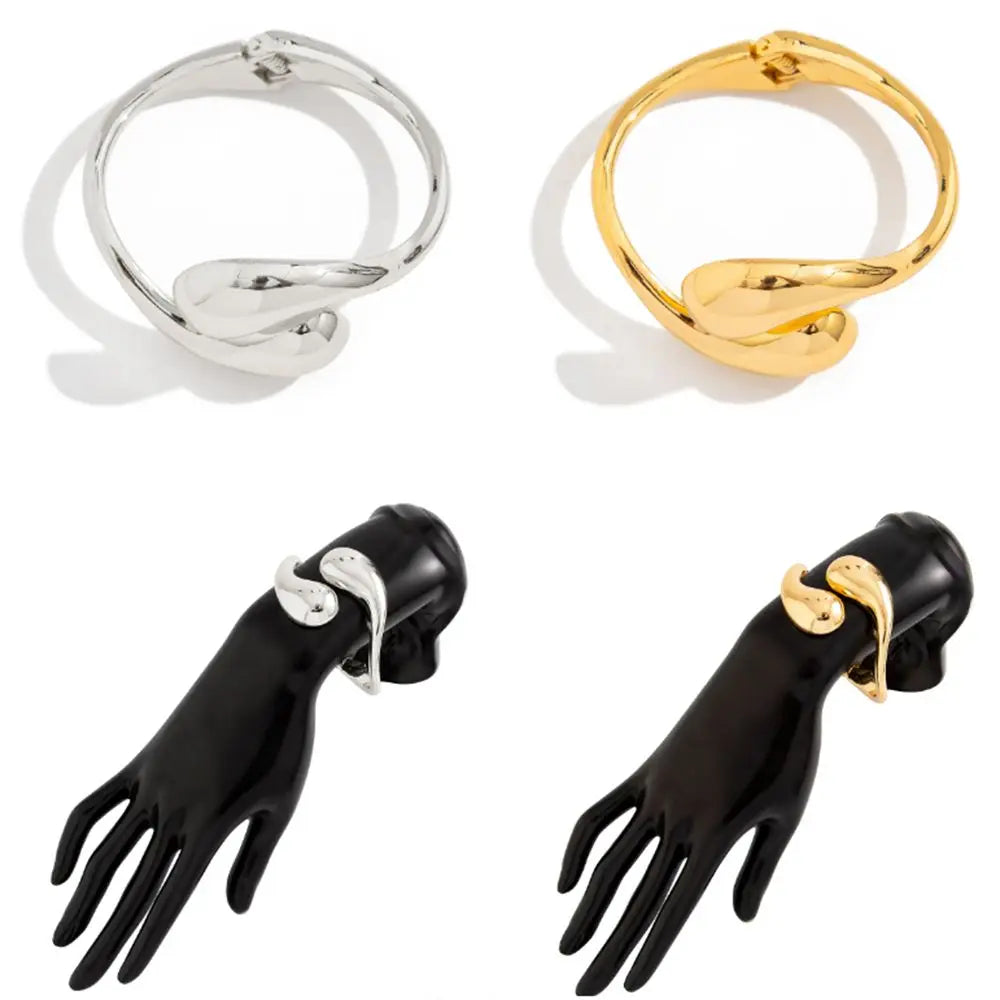 Pulsera Gourmette Grandes Gotas de Agua Asimétricas oro