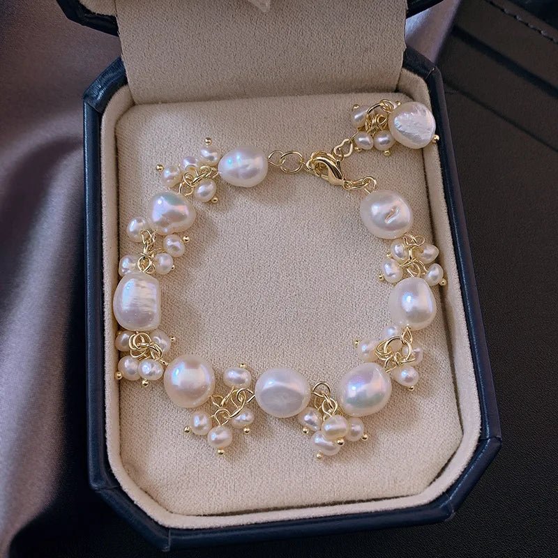Pulsera Gourmette de Estilo Barroco en Perlas