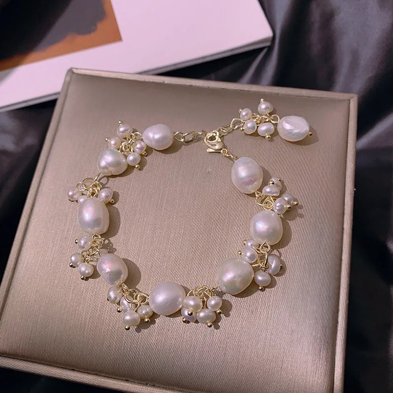 Pulsera Gourmette de Estilo Barroco en Perlas