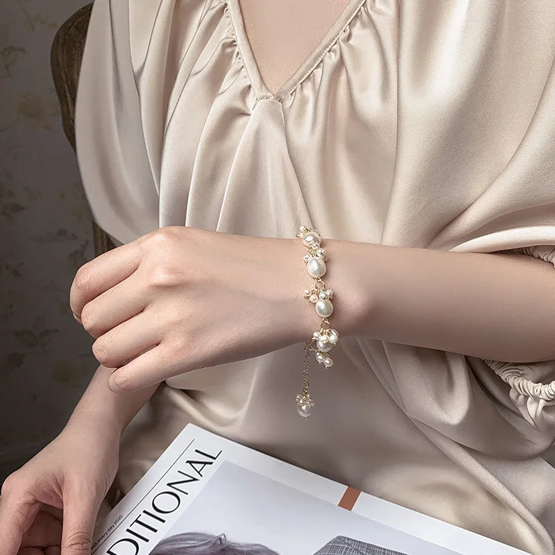 Pulsera Gourmette de Estilo Barroco en Perlas