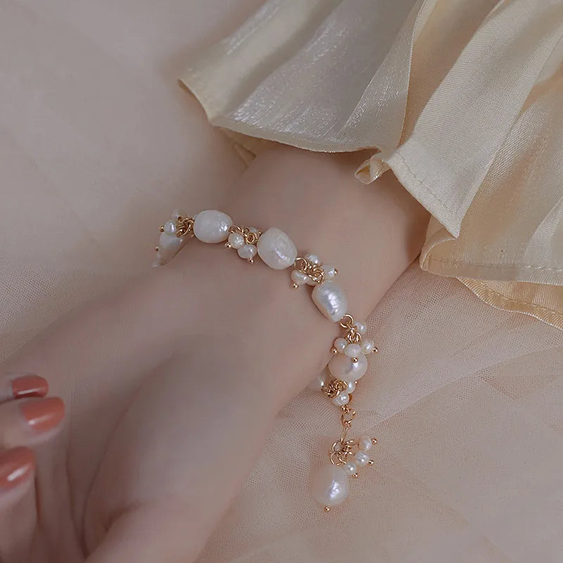Pulsera Gourmette de Estilo Barroco en Perlas