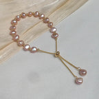 Pulsera Gourmette con Perlas Rosadas