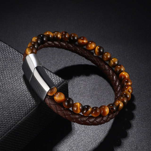 Pulsera Gourmette con Piedra Ojo de Tigre negro